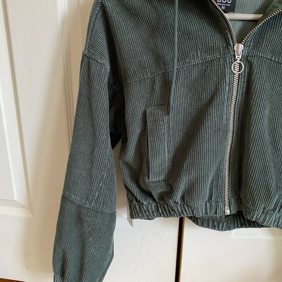 BDG Green Corduroy Hooded Cropped Jacket XS - Picture 7 of 16
